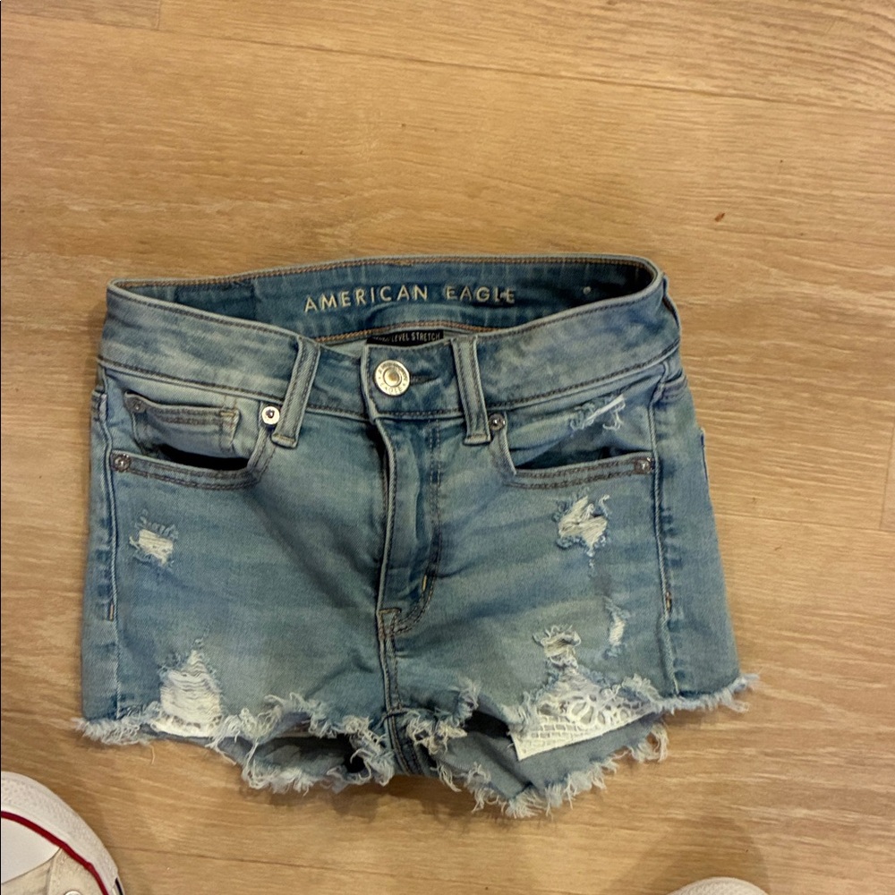 American Eagle Outfitters Blue Cowgirl Grunge Jean Shorts Sz 00